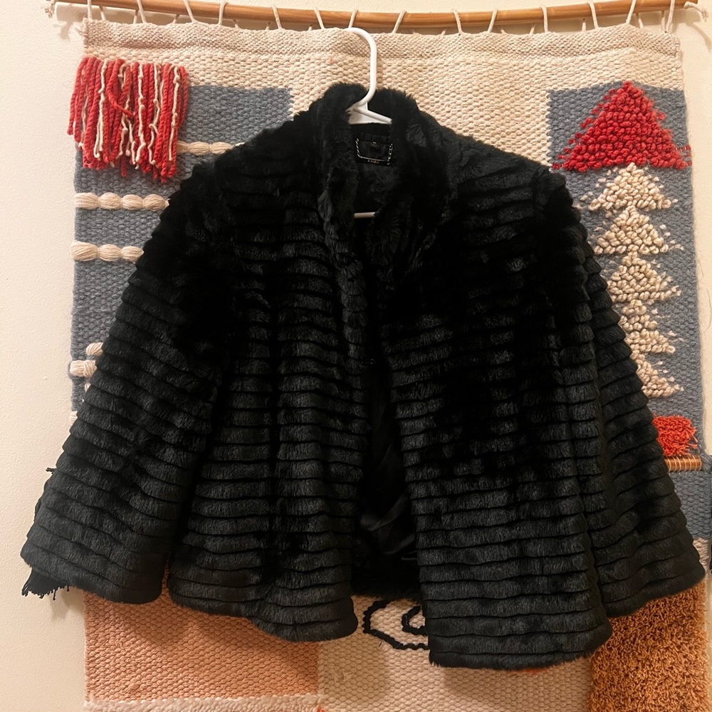 Express Black Faux Fur Jacket